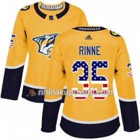 Nashville Predators Dresy Pekka Rinne 35 2017-2018 USA Flag Fashion Zlatá Adidas Authentic - Dámské